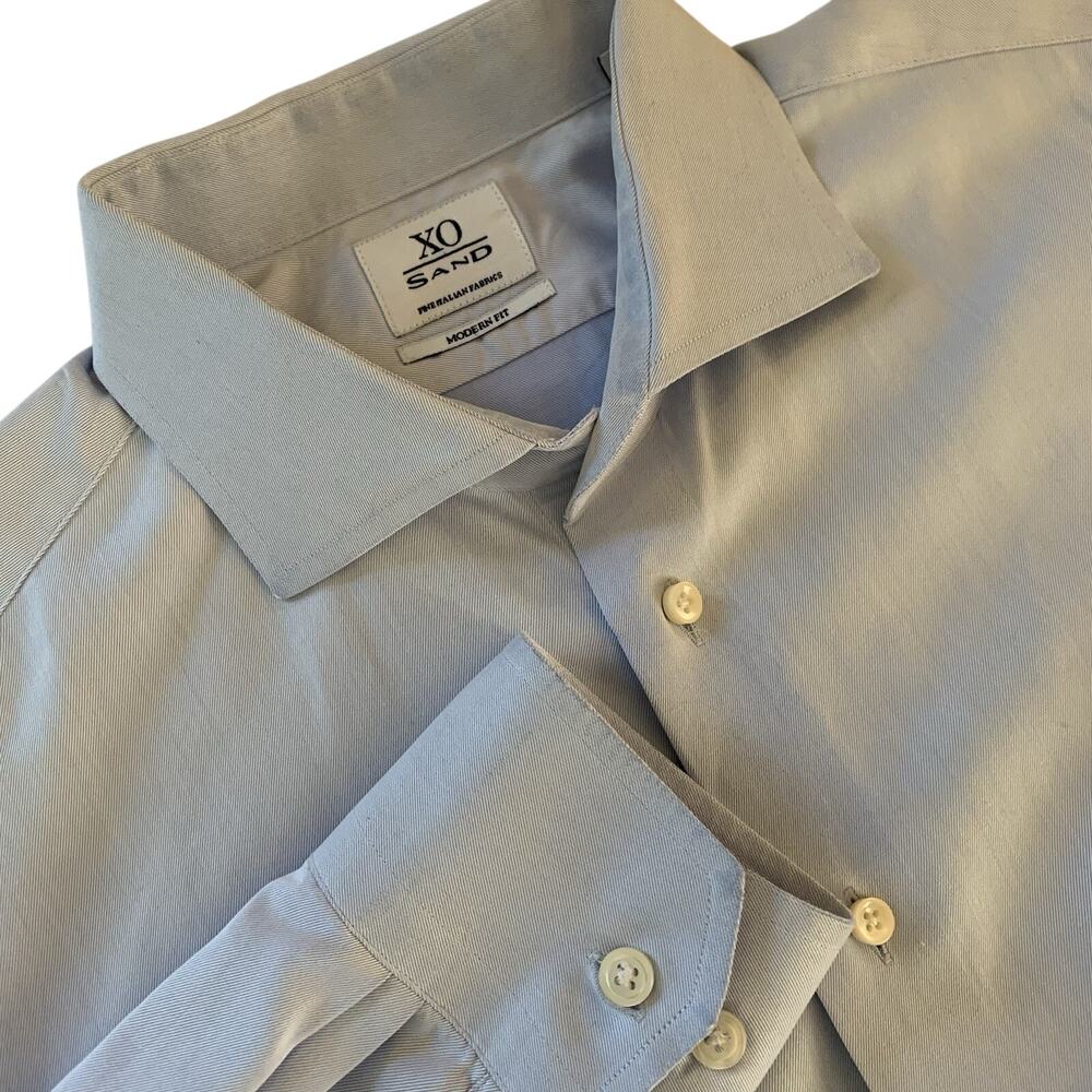 XO Sand Copenhagen Men’s Long Sleeve Button Down Light Blue Dress Shirt Sz 17.5